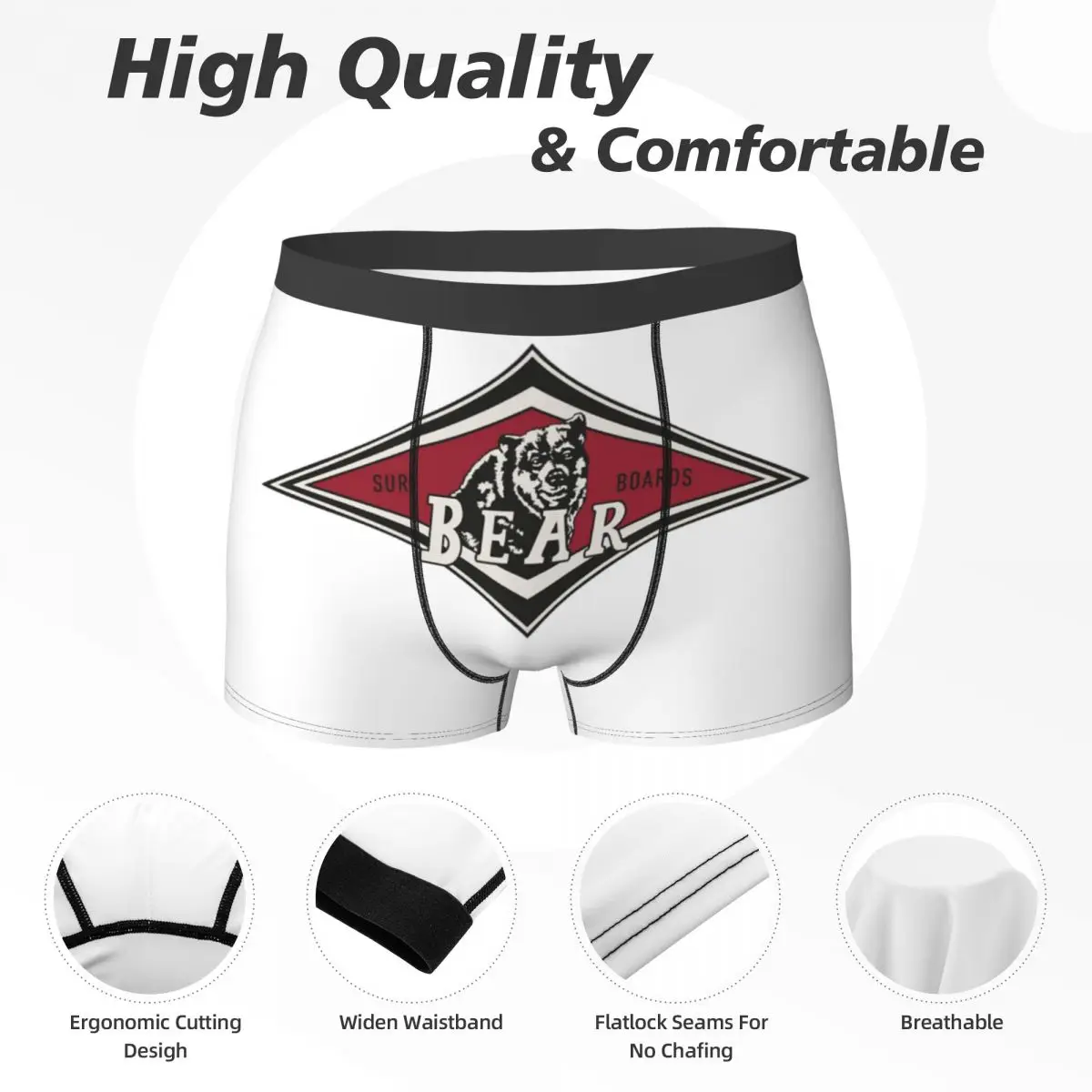 Boxer Underpants Shorts Surfing Bear Big Wednesday Cult Surfboard Surf Panties Men  Underwear for Homme Man Boyfriend Gift image 6