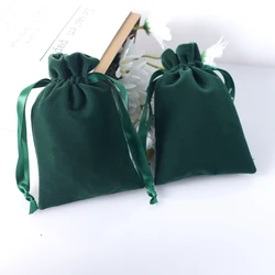 Green Velvet Gift Bags 8x10cm 9x12cm 10x15cm 13x17cm 18x30cm Perfume Candle packaging Sack Cosmetic Makeup Drawstring Pouches