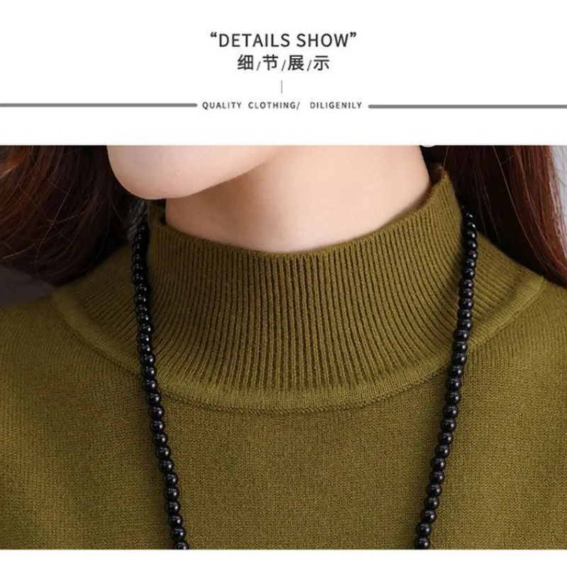 فستان سترة نسائي عصري مع النمط الغربي للخريف والشتاء فستان محبوك فضفاض جديد نصف الياقة المدورة #6