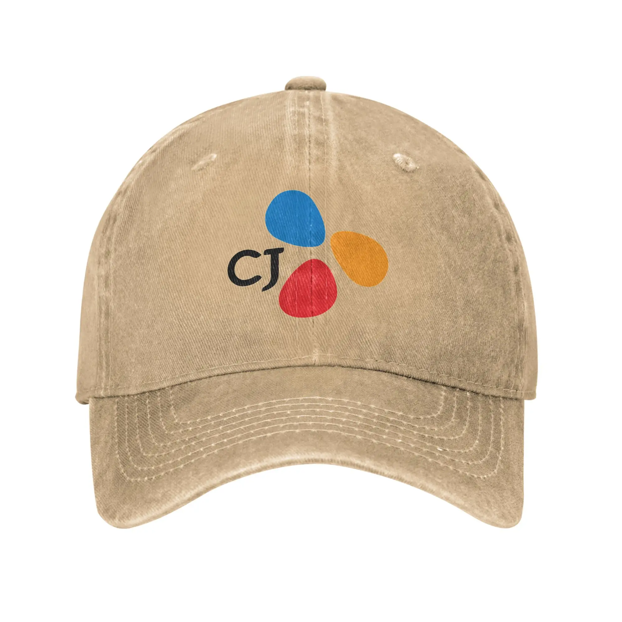 CJ Entertainment Logo  Denim Fabric Cap Casual Baseball Caps Adjustable Hat Summer Unisex Baseball Hats