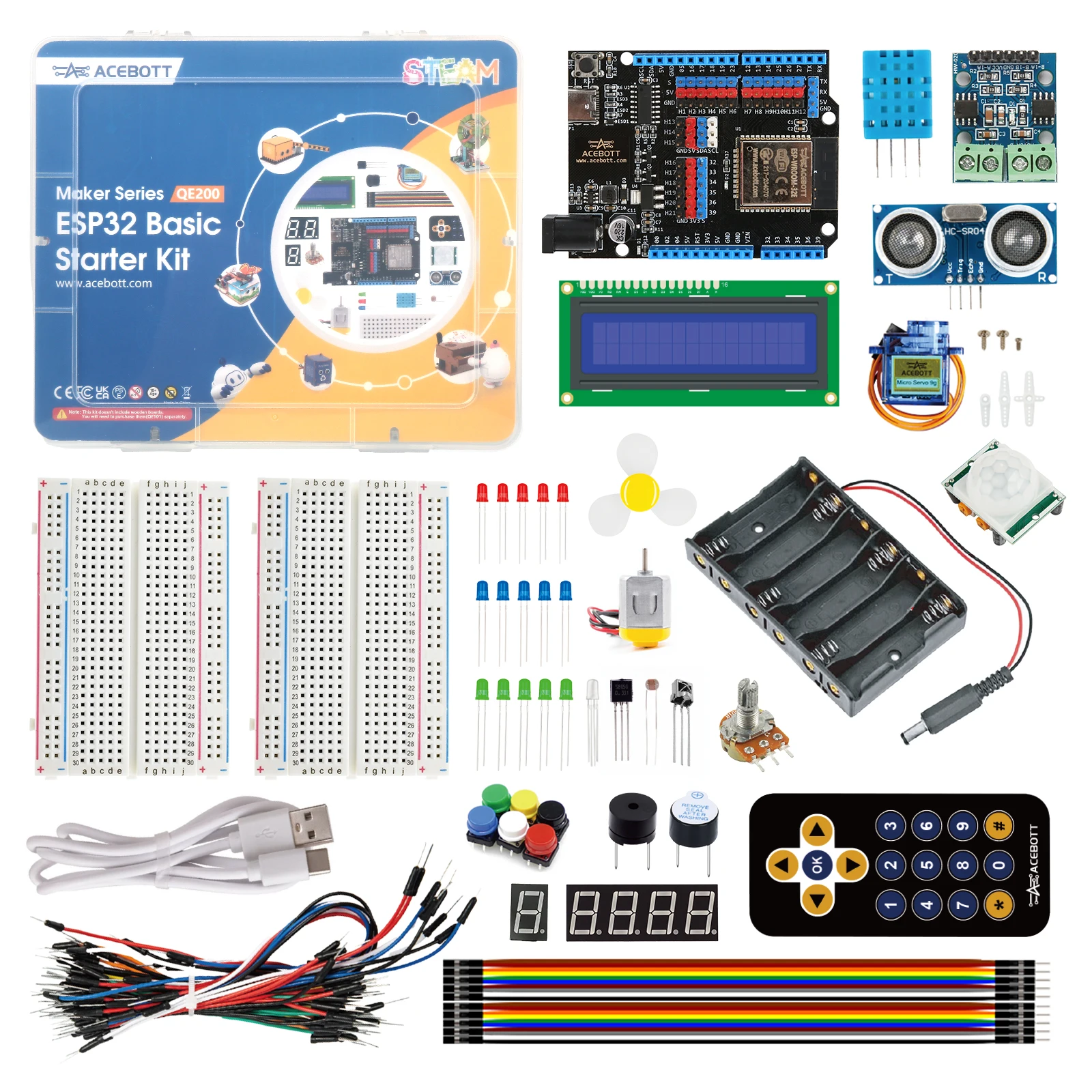 

ACEBOTT ESP32 IoT Electronic Engineering Learning Kit with over 20 Sensors Programming Kit for Arduino