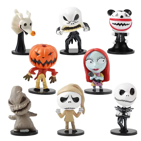 8pcs/set The Nightmare Sally Jack Skellington Christmas Action Figure Vinyl Figurine Halloween Gift Collection Toys