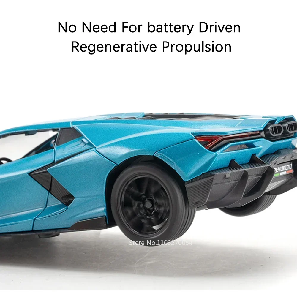 Revuelto – jouets SCV12, modèle de voiture en alliage moulé sous pression, scars de sport, son et lumière, traction arrière, 4 portes ouvertes, corps métallique, ornement de pneu en caoutchouc, 1:24