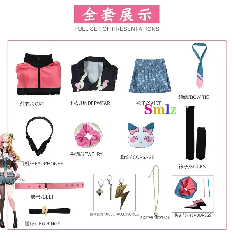 Kotoka toraime cosplay anime virtual cool suit costume vtuber girl giacche gonne accessori luxiem role set