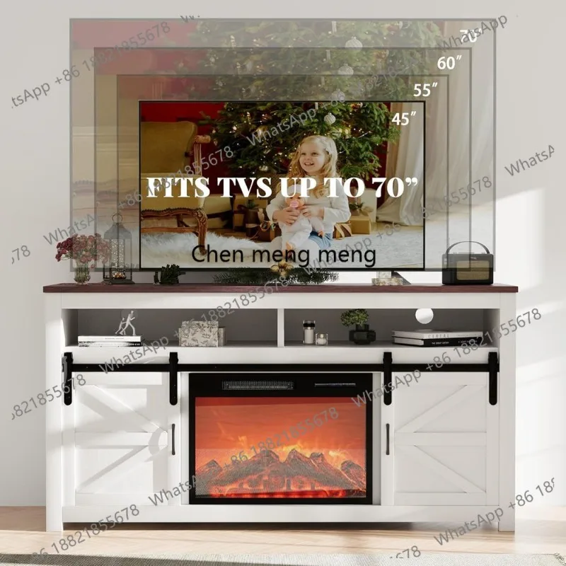 70 TV & 58 Electric Fireplace Entertainment Center, 23 Screen, 12 Color Lights, for Living/Bedroom