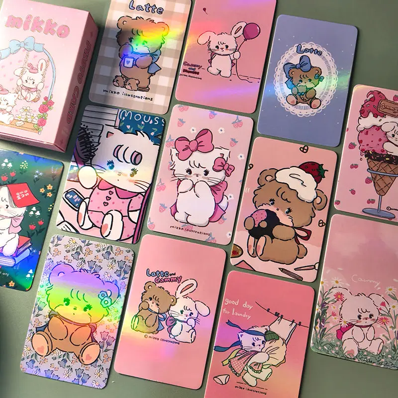 50pcs Cute Cartoon Card 3-inch Laser Hard LOMO Card Waterproof Protective Film Paper Printing 56x86mm