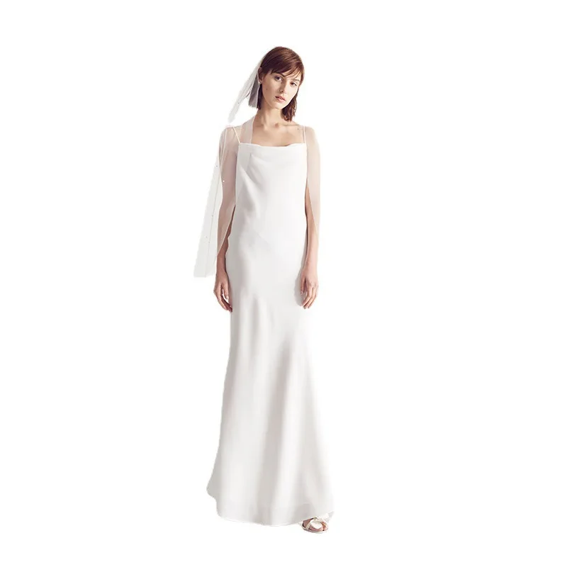 N23-Simple Floresta Estilo Chiffon Dress, Banquete De Casamento, Sling