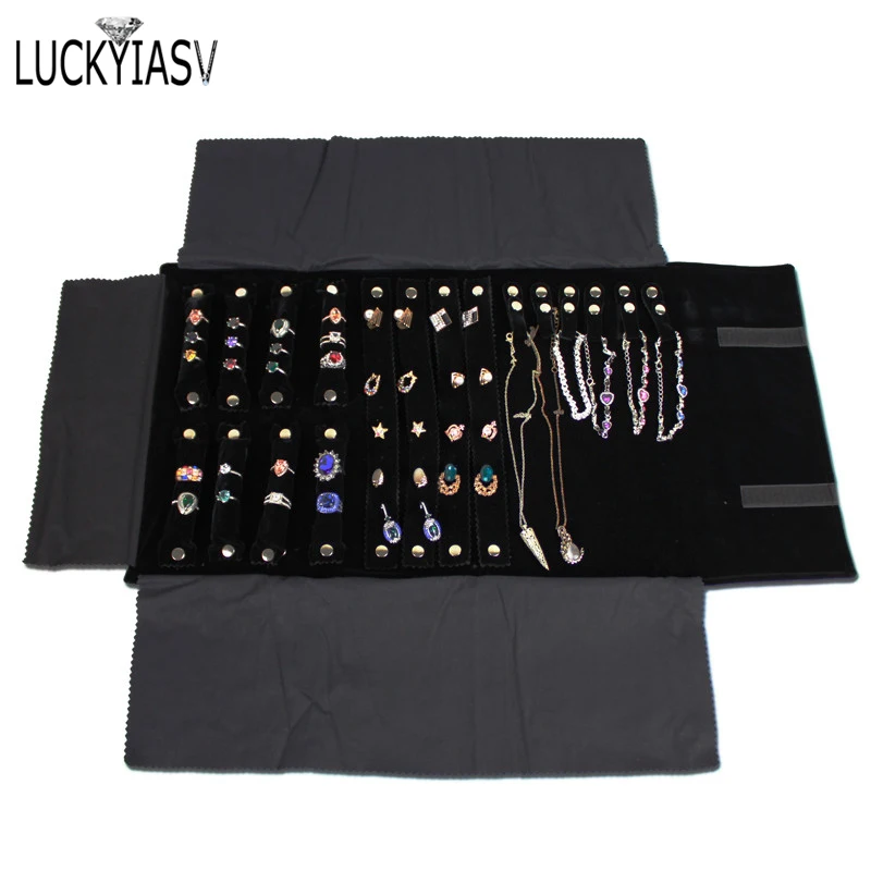 Draagbare Etui Travel Sieraden Set Organizer Roltas Fluwelen Draagtas Ring Oorbellen Armband Ketting Sieraden Fixatietas