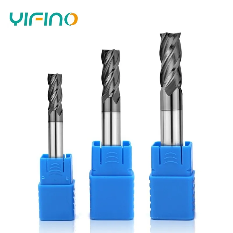 YIFINO HRC50 4-Flute Coating Flat End Mill Tungsten Steel Carbide Milling Cutter For CNC Mechanical Machining Endmills Tools