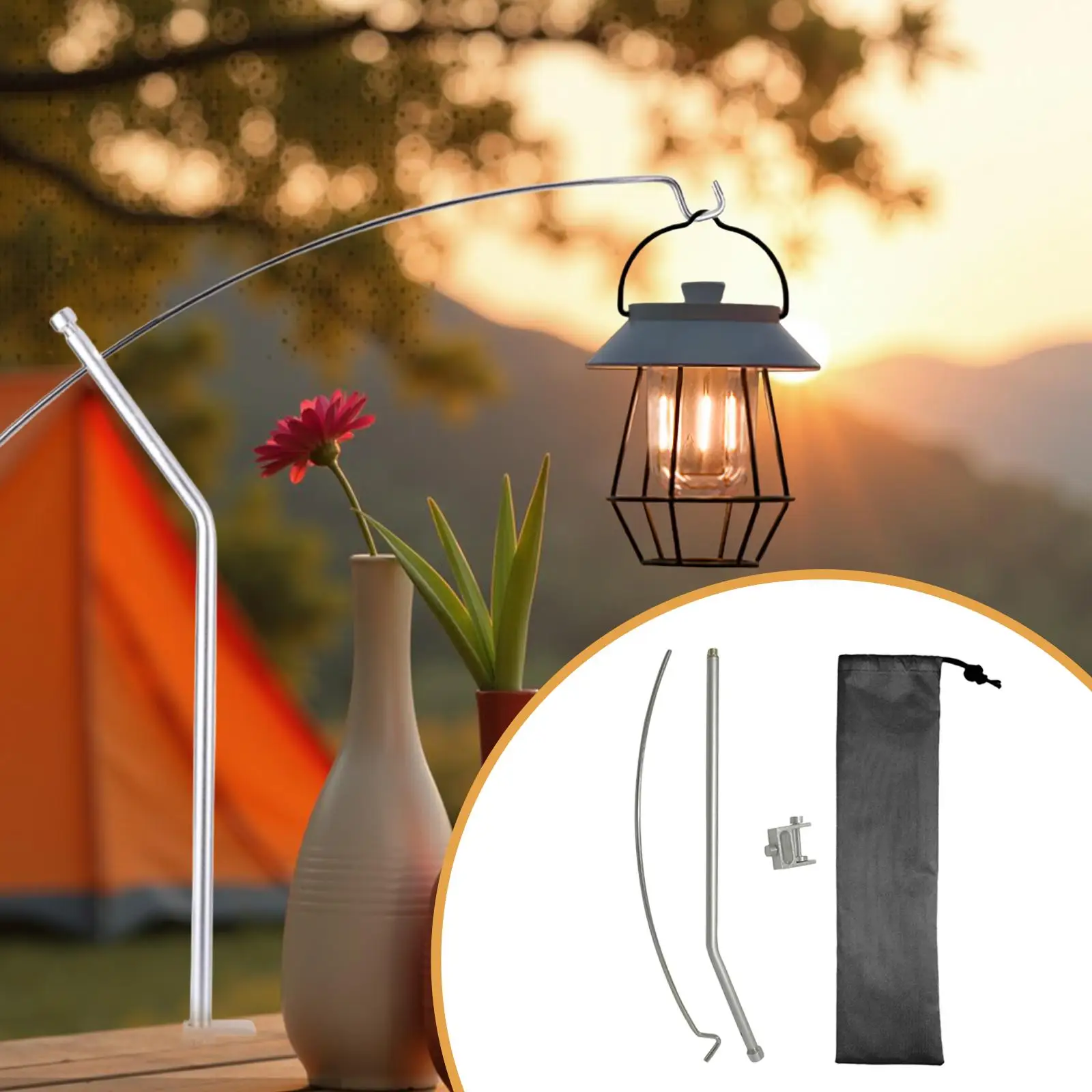 Adjustable Lantern Stand Camping Light Post Heavy Duty Aluminum Pole for Campfire Night Market Use