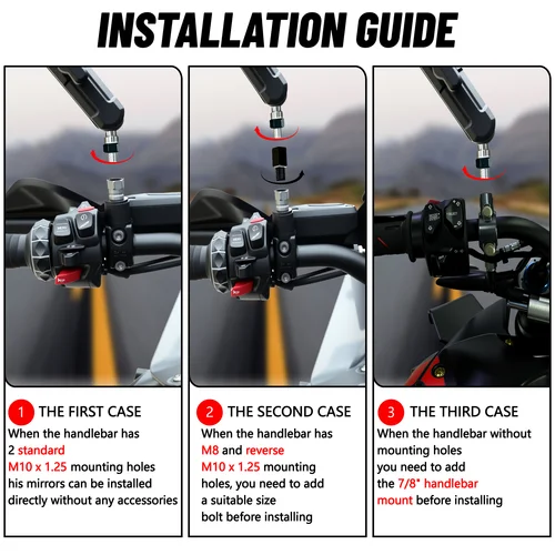 Imagen 2 del producto Espejos de aventura para Street ATV Dirt Quad Bike motocicleta espejo retrovisor lateral ajustable Universal M8 M10 perno montaje en manillar