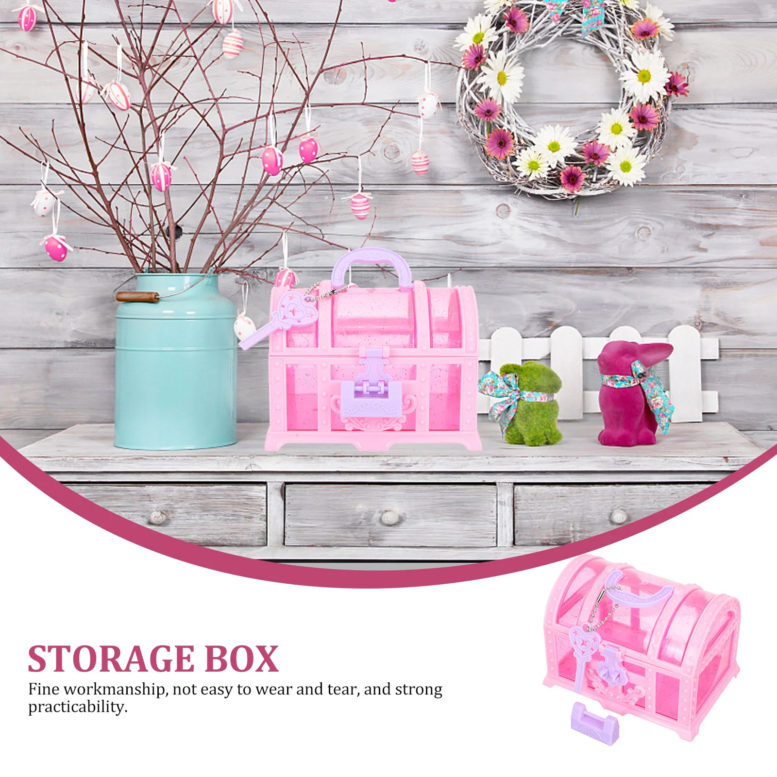 2 Pcs Treasure Chest Container Organizer Toys for Girls Drawer Plastic Jewelry Kids Child