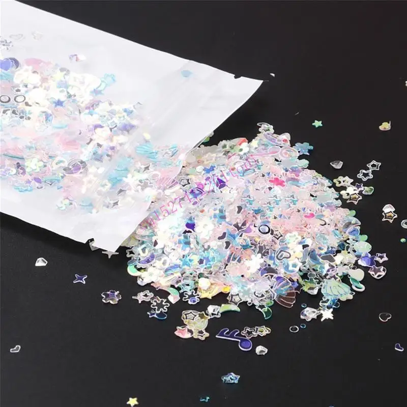 

10g Mixed PET Glitter Flakes Art Decors Epoxy Resin Mold Filler Mini Love Heart Stars Flowers Crystal Sequins M76B