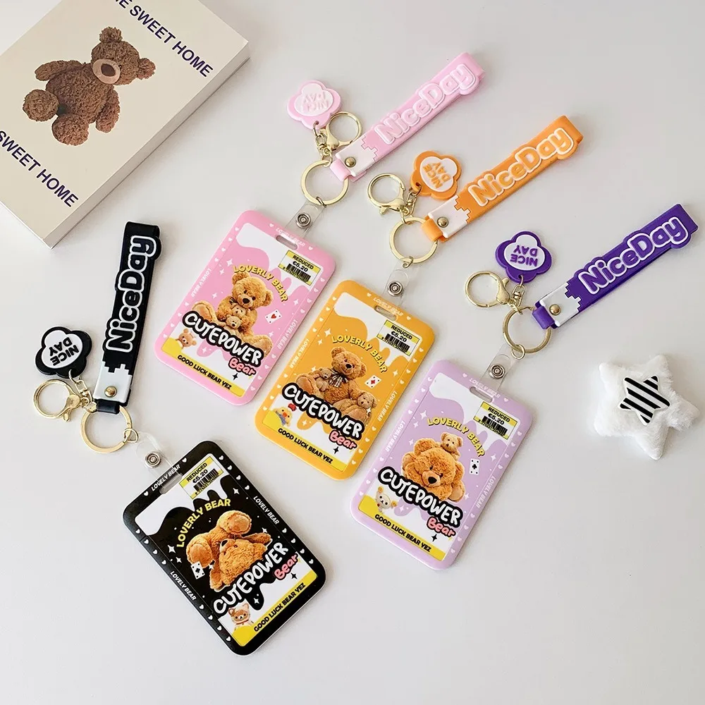 

Portable Cartoon Card Protection Case Anti-lost Pendant Cards Protecting Holder Lovely Key Chain Card Cover Student