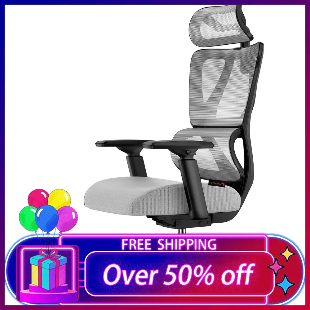 Ergonomic Office Chairs with 30% Thicker Saddle Shaped Spring Cushion, Big and Tall Mesh Chair with Headrest for Home Office