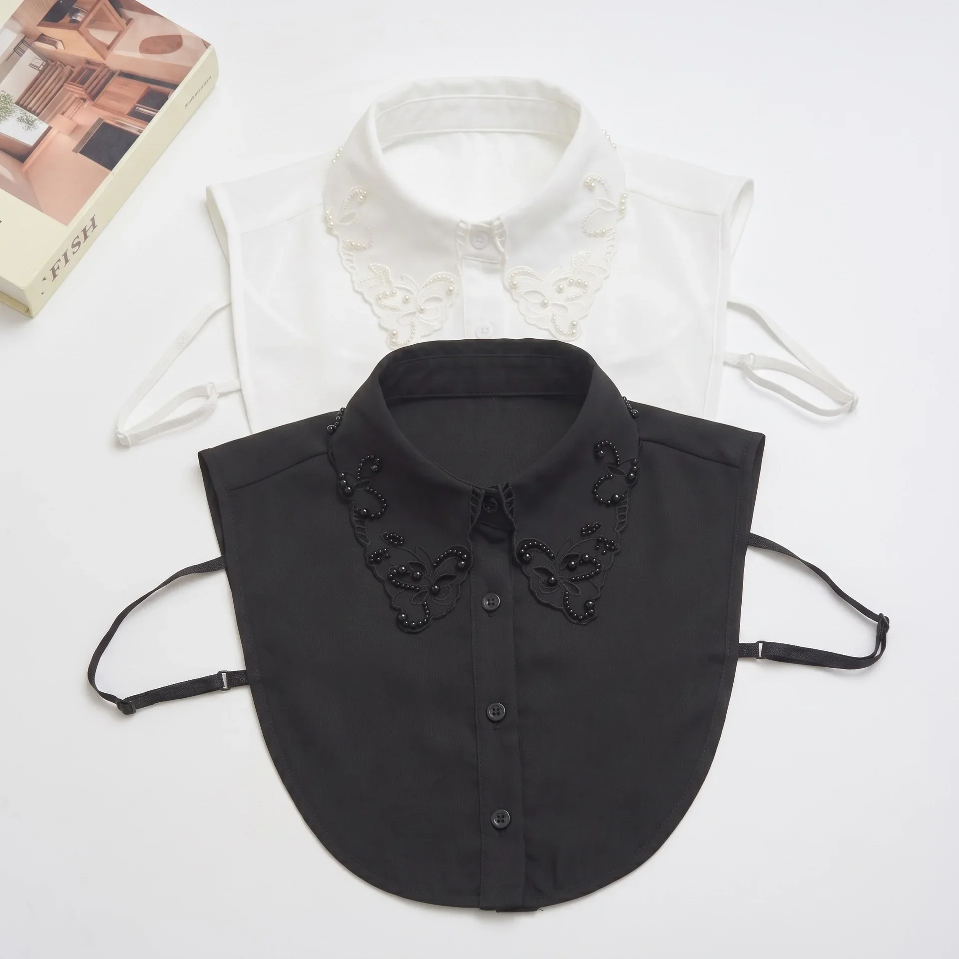 Vintage Butterfly Embroidery Beaded Fake Collar Women s Detachable Neck Accessory for Sweater Hoodie