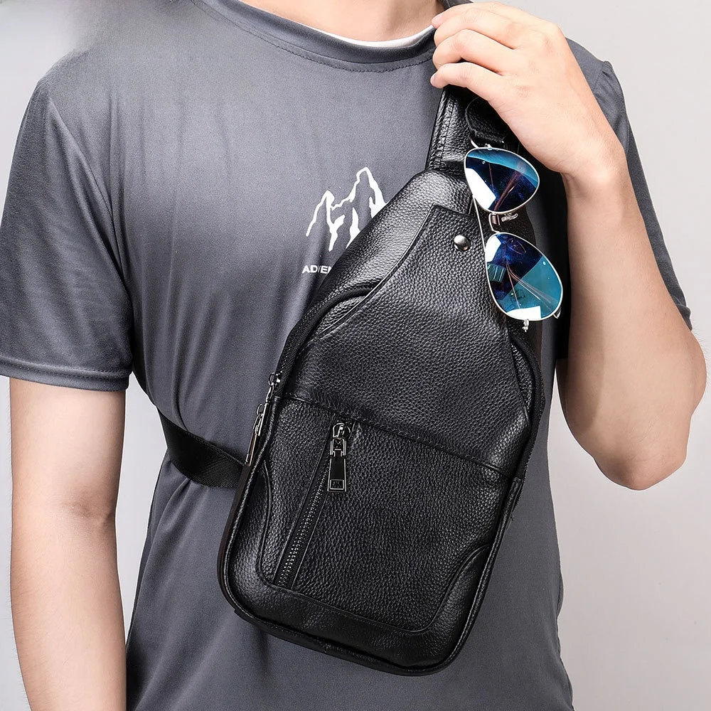 

Модная мужская сумка через плечо, кожаная сумка для отдыха на открытом воздухе, мужская модель, диагональная сумка-слинг, стильная нагрудная сумка