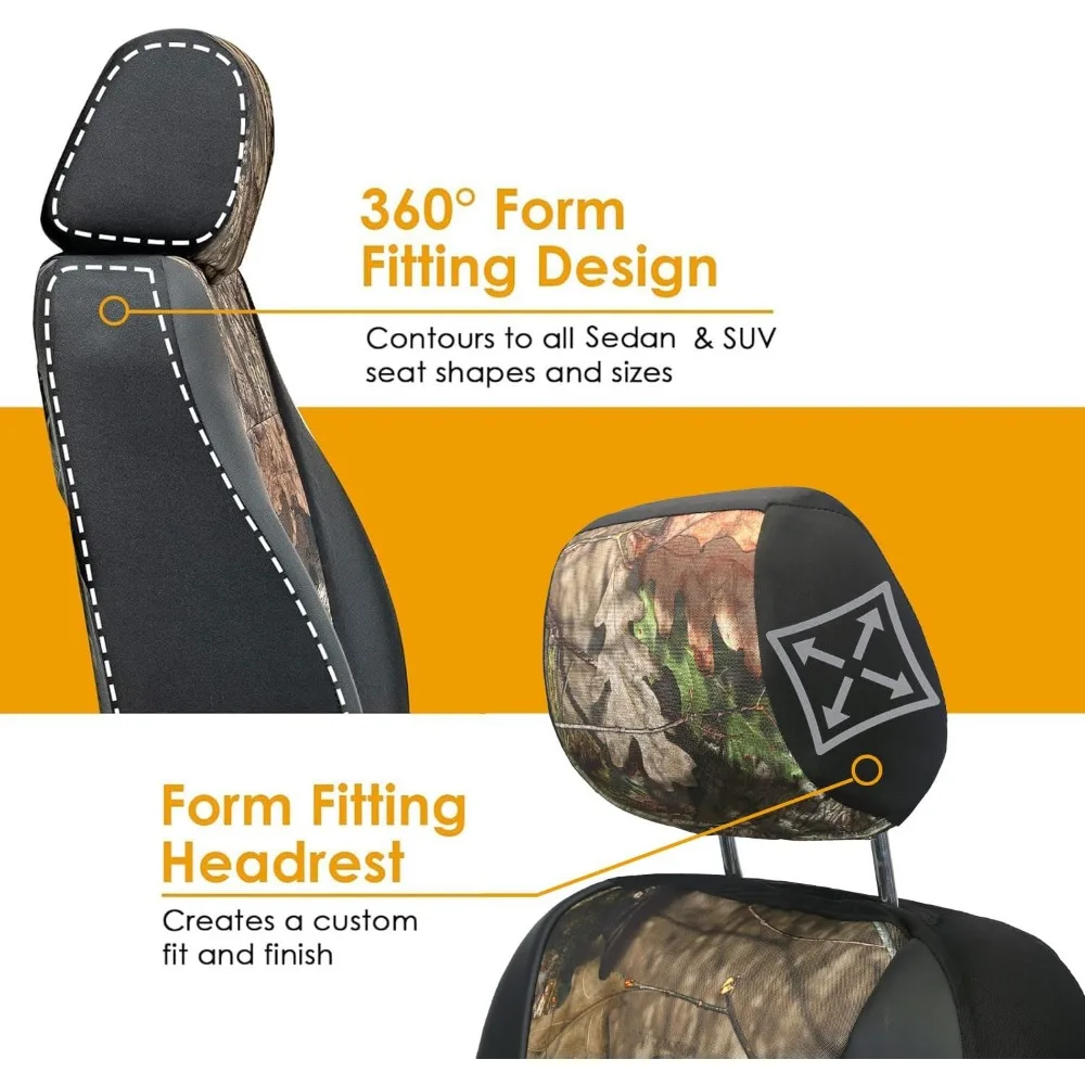 أغطية مقاعد السيارة شديدة التحمل لسيارات السيدان وسيارات الدفع الرباعي، والمقاعد الأمامية مع جيوب تخزين ومنظم مولي، مقاس شبه مخصص، قطعتان #3