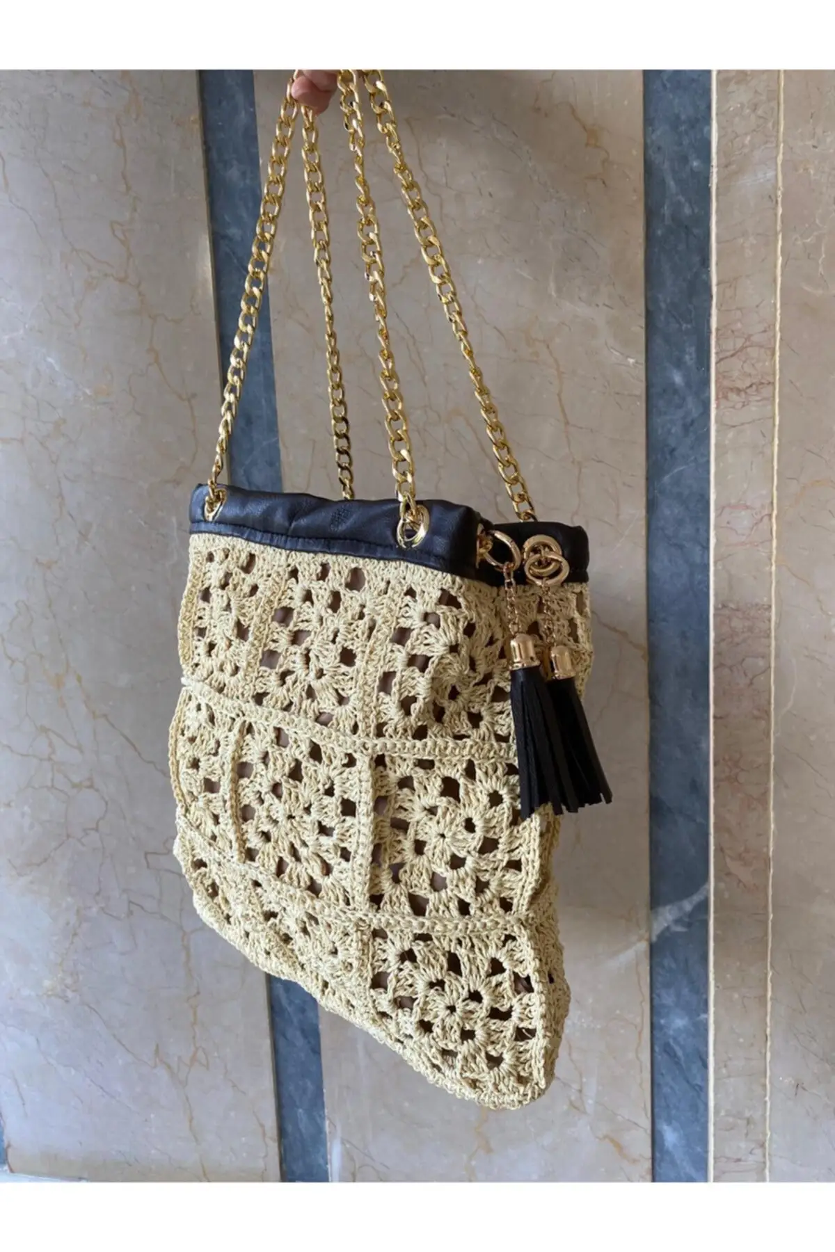 Uras Handgemachte Spitze/mesh Motiv, quasten, beige, gelb Zincirli Sleeve/Schulter Tasche Frauen tasche Schulter Tasche Handmade