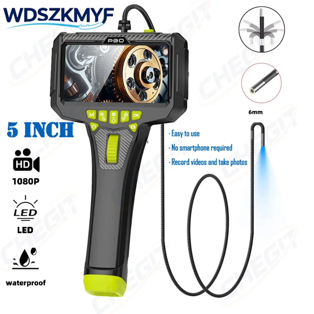 360° Two Way Industrial Endoscope Camera 100W 6mm HD Lens Car Pipes Inspection With 5