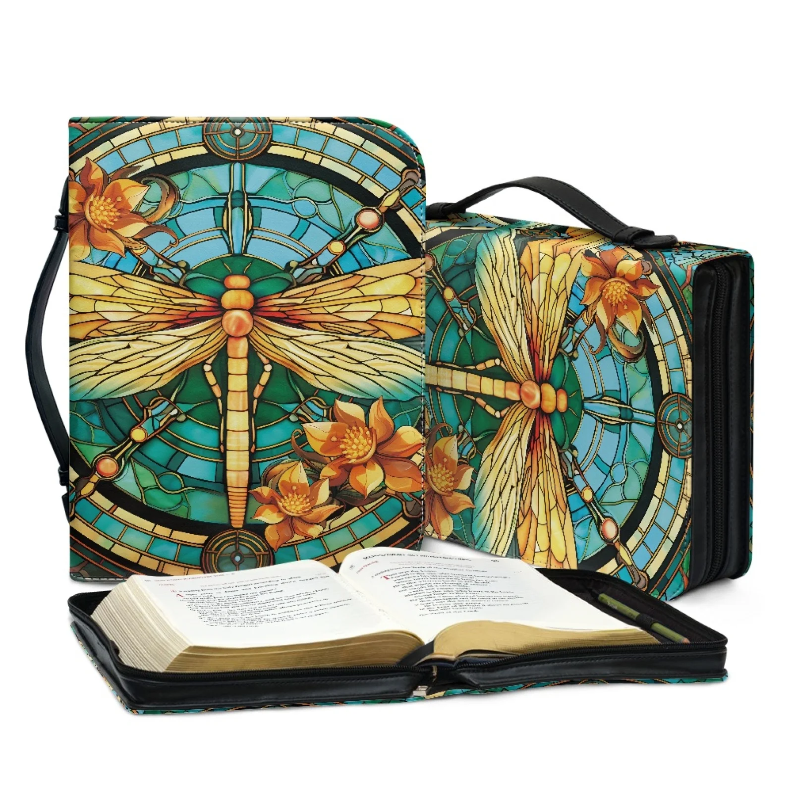 PENSTROLL Dragonfly 2026 New Bible Cover Case PU Leather Large Capacity Bible Holder Pack for Church 4