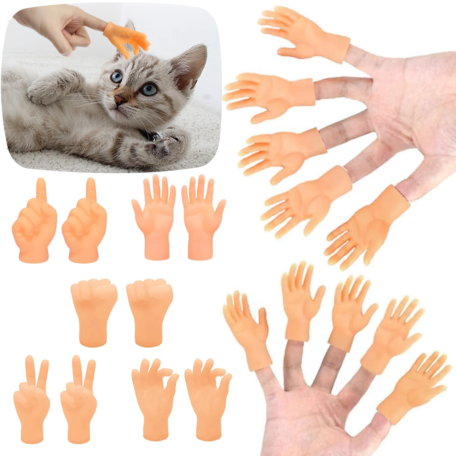 Mini Hands Model Puppets Tiny Hands Cat Massage Tool Miniature Toys Gloves Finger Gloves Little Finger Interactive Cat Toy