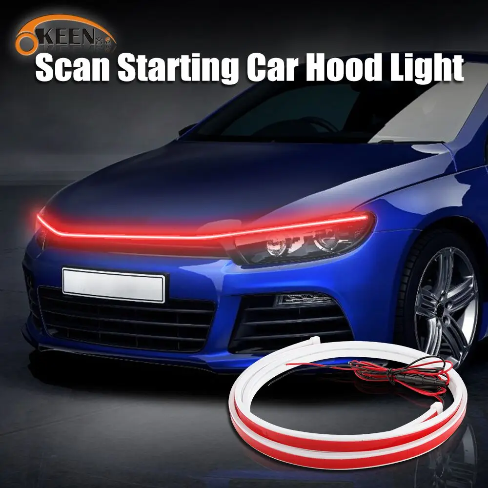 

OKEEN LED Car Hood Light Universal Start-Scan Daytime Running Light Dynamic Flexible Decorative Light Strip DRL Headlight 12V