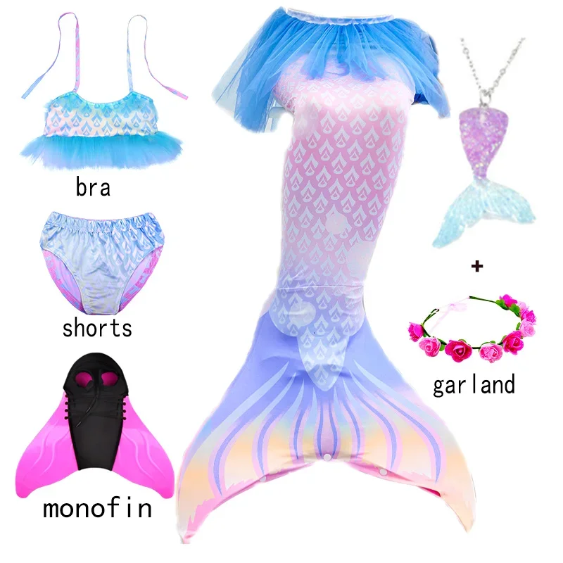 

New Summer Mermaid Swimwear Cosplay Holiday Beach Bikini Little Mermaid Tail Costume Add Flippers