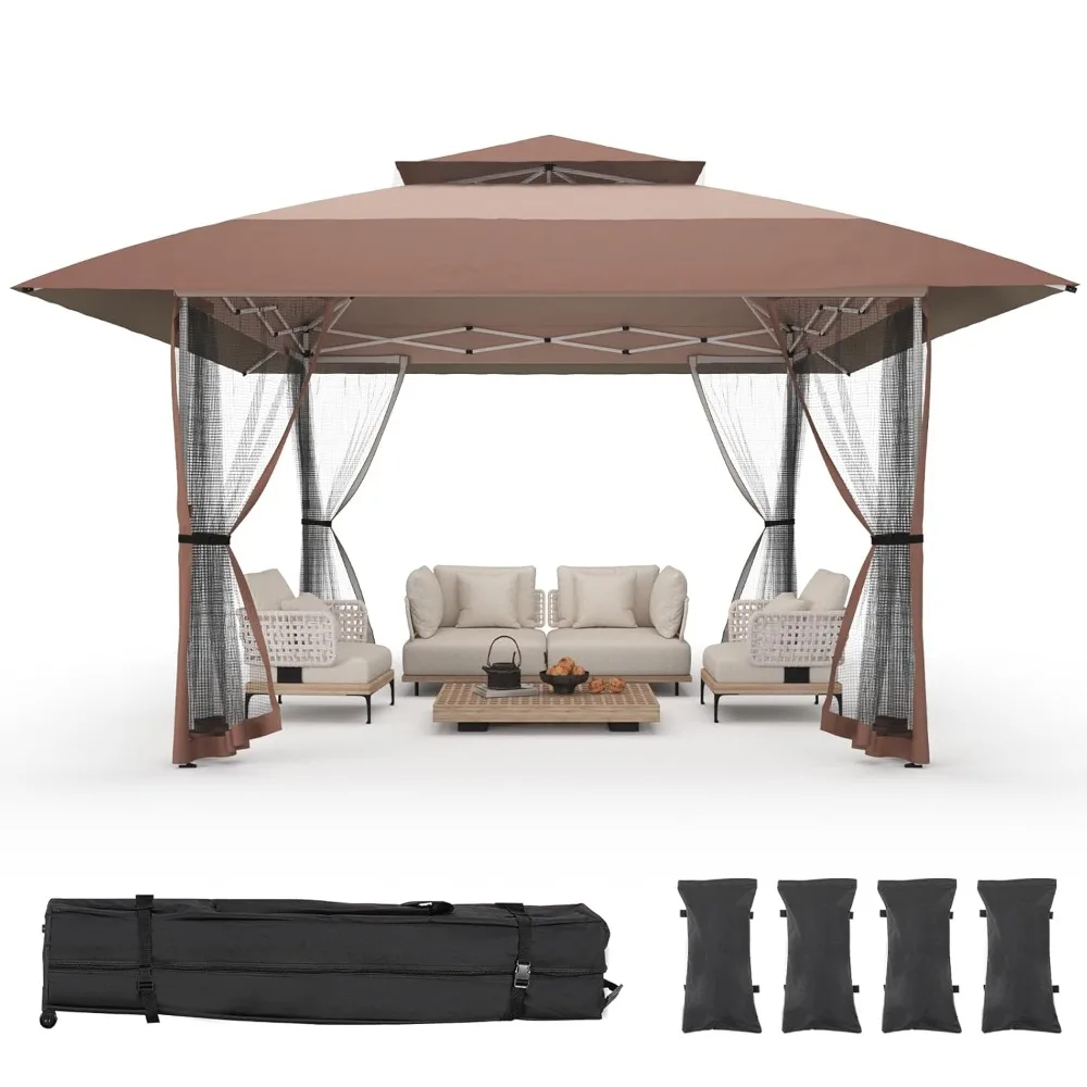 

13x13 Pop Up Gazebo Outdoor Canopy Shelter with 4 Sandbags, Instant Patio Gazebo Sun Shade Canopy Tent, Customized