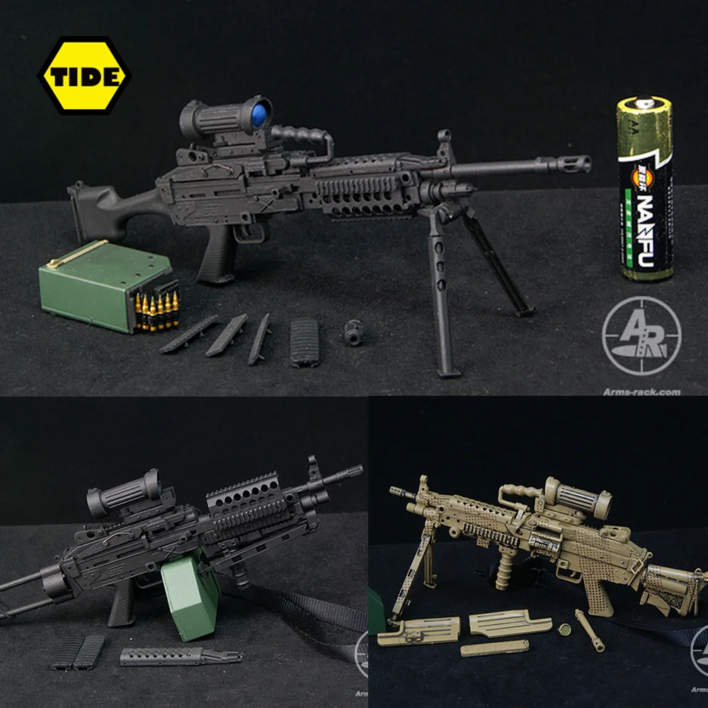 Оружия 1/6 MK46 MK48 M249, пулемет, черный/песочный пластик, модель военного оружия, подходит для 12-дюймовых экшн-фигурок солдат, аксессуары