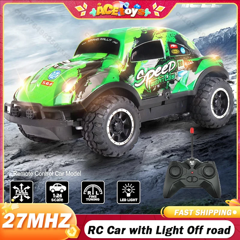 RC Car with Light High Speed 1/24 27MHZ Luminous Off Road Radio-controlled Vehicle Drift Racing Car Cool Eletric Toys for Boys