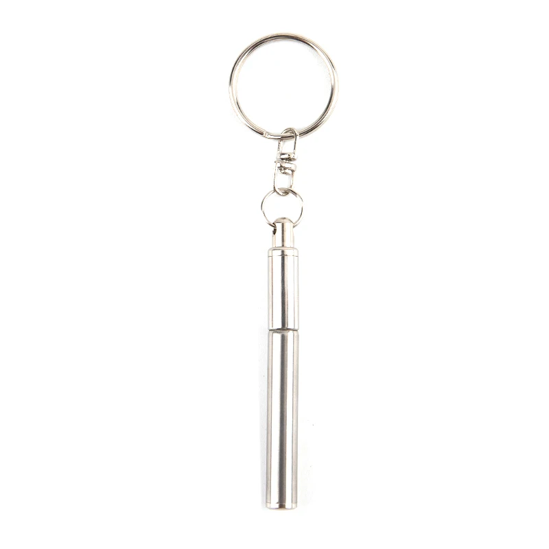 Portable Telescoping Tool Pen Metal Key Ring Stainless Steel Keychain Gift