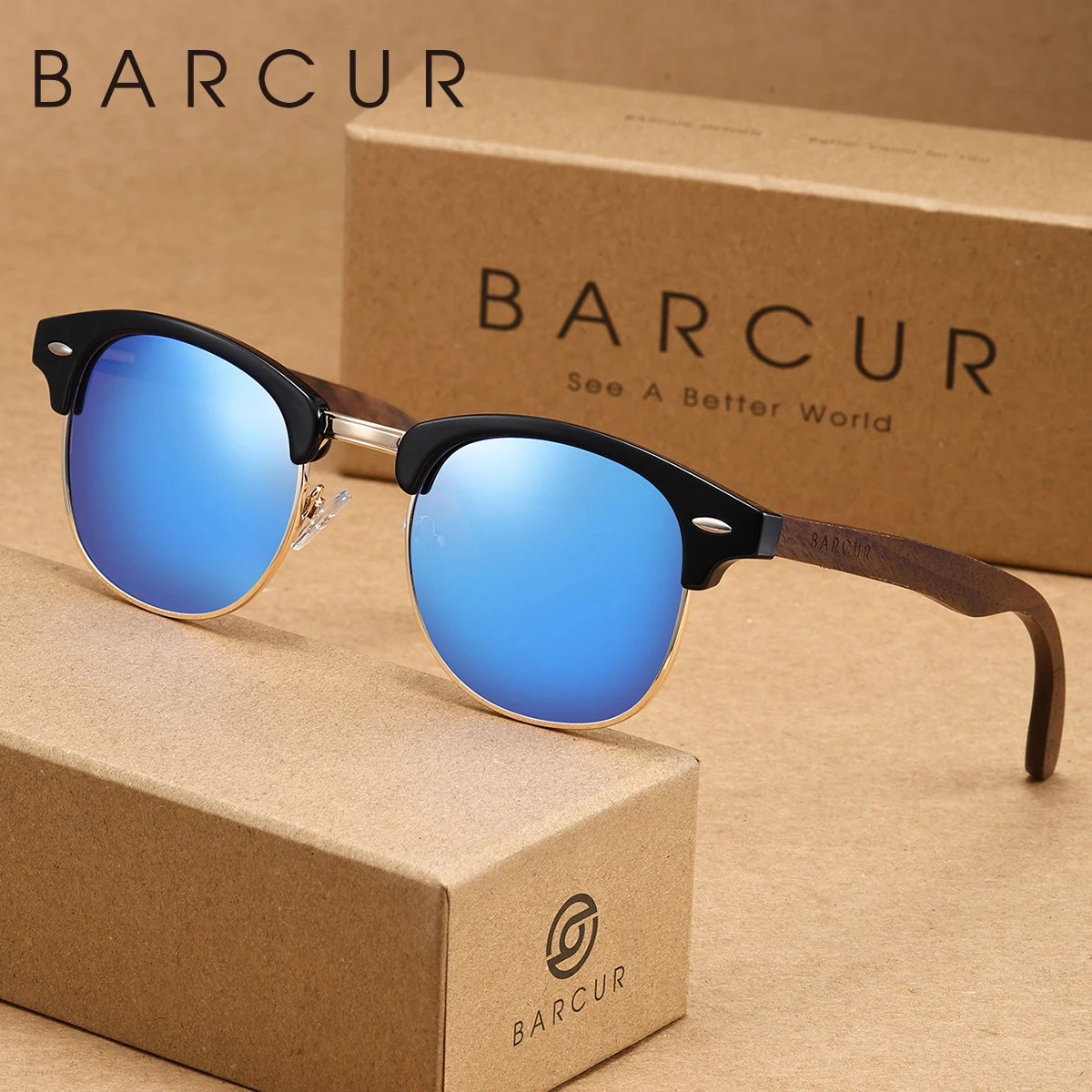 BARCUR Modische Halbrahmen-Sonnenbrille im Retro-Stil mit UV-Schutz, vielseitig einsetzbar für den täglichen Gebrauch, perfekt für Urlaubsgeschenke – Detail 9