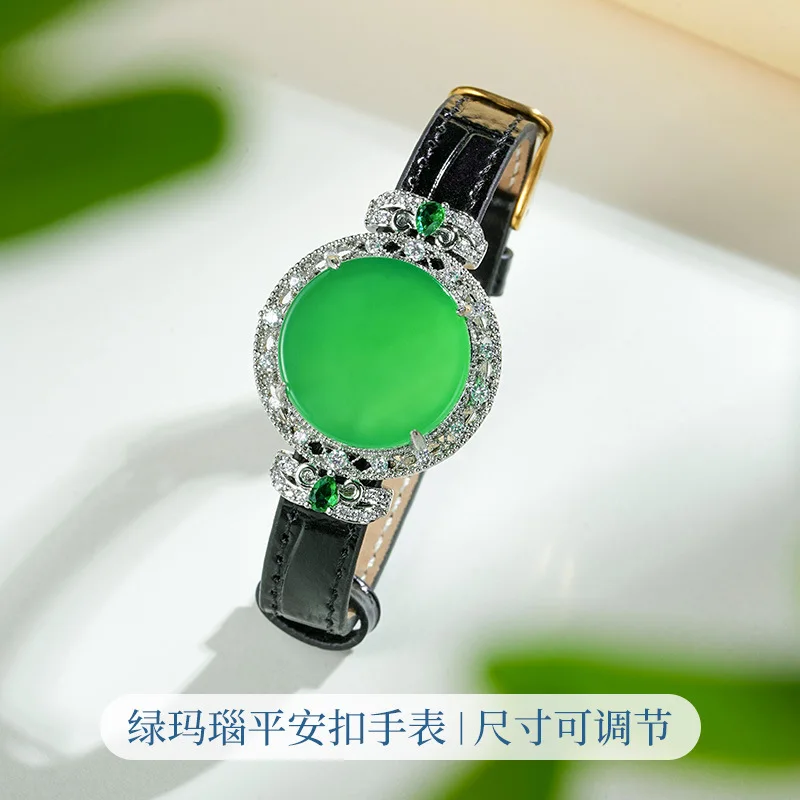 

Кожаные браслеты из натурального зеленого агата и нефрита, женские исцеляющие драгоценные камни, ювелирные изделия, браслеты из натурального зеленого агата с кожаным ремешком