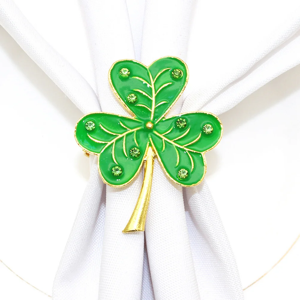 

4pcs Shamrock Napkin Rings Green St Patrick'S Day Party Table Decoration Washable Irish Theme Dinner Napkin Holders For Holiday