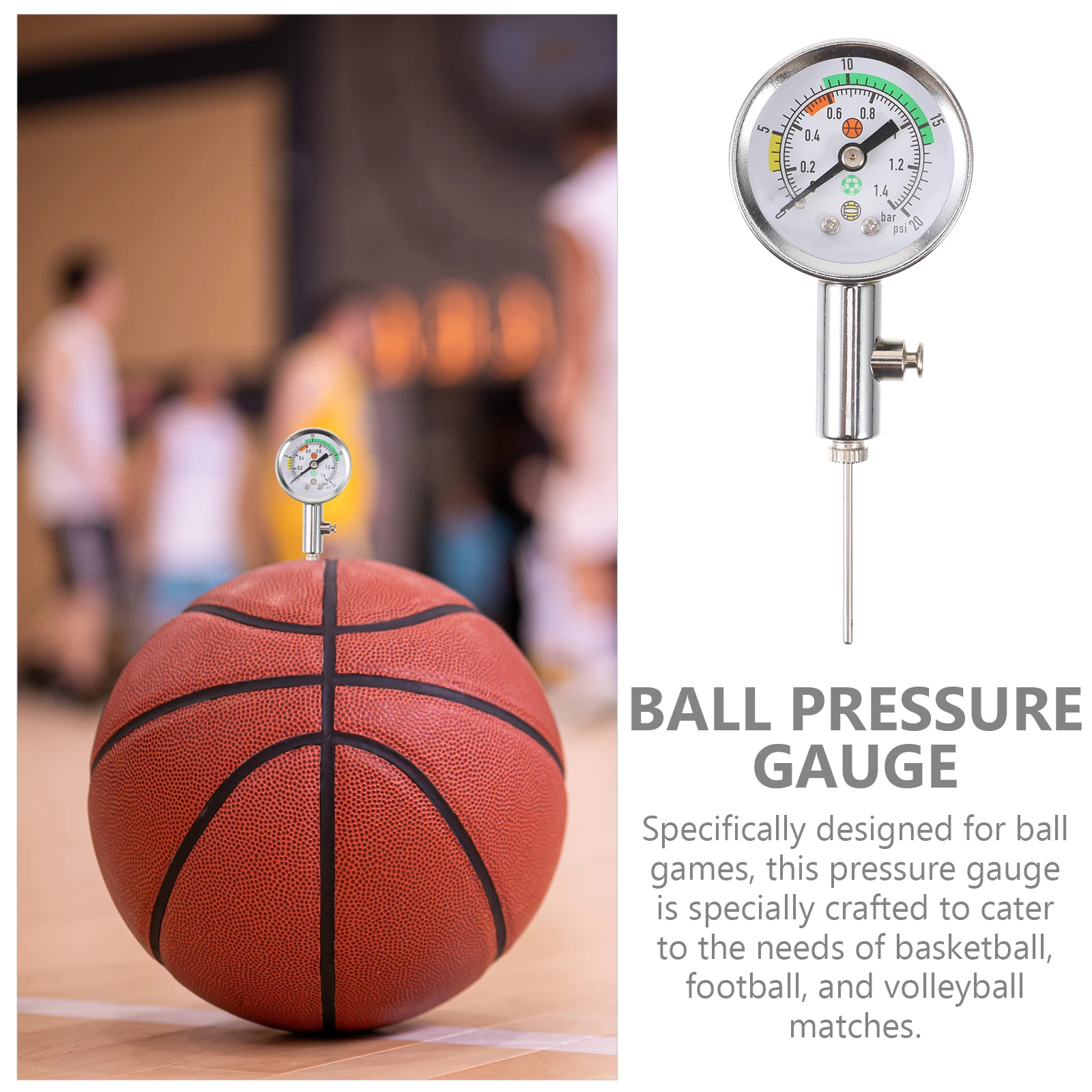 

Ball Pressure Gauge Sports Measuring Instrument Metal Lightweight Accurate Basketball Football Volleyball Game Fairness Referee