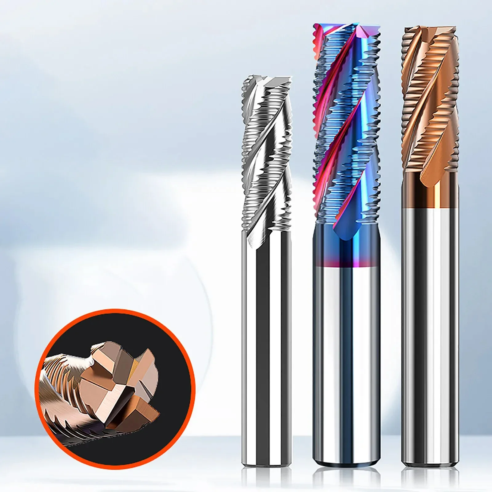 8*H40*L80 Hardness HRA94.6 Tungsten Carbide Roughing Endmill Router Bits For CNC Woodworking Machine And Aluminum Cutting