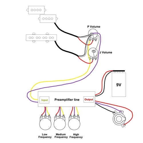 Imagen 2 del producto Circuito de graves activos precableado de 3 bandas Ecualizador de EQ activo Circuito de preamplificador de bajo eléctrico