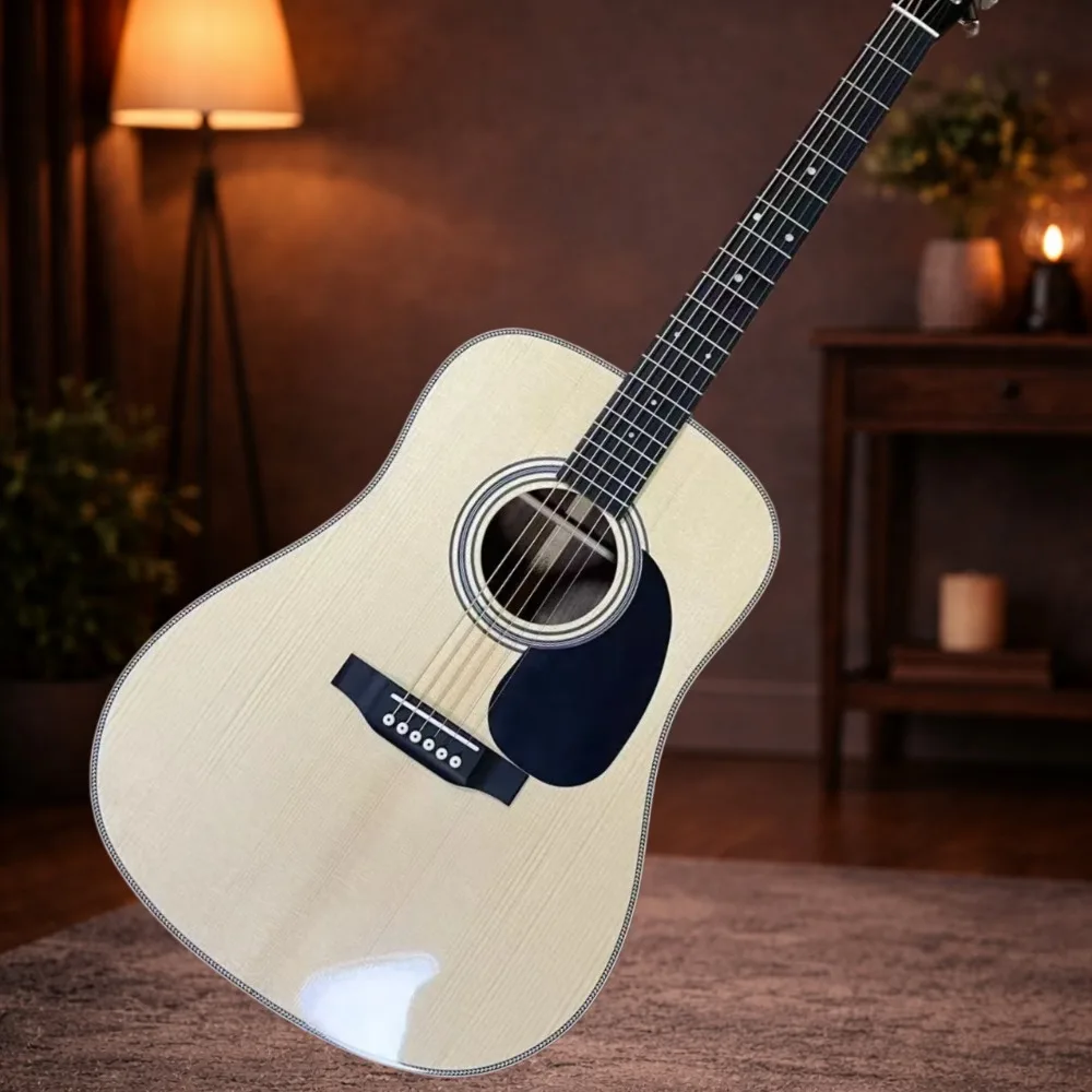 

High Glossy D Model 6 Strings Acoustic Guitar Spruce Top with Beef Bone Nut