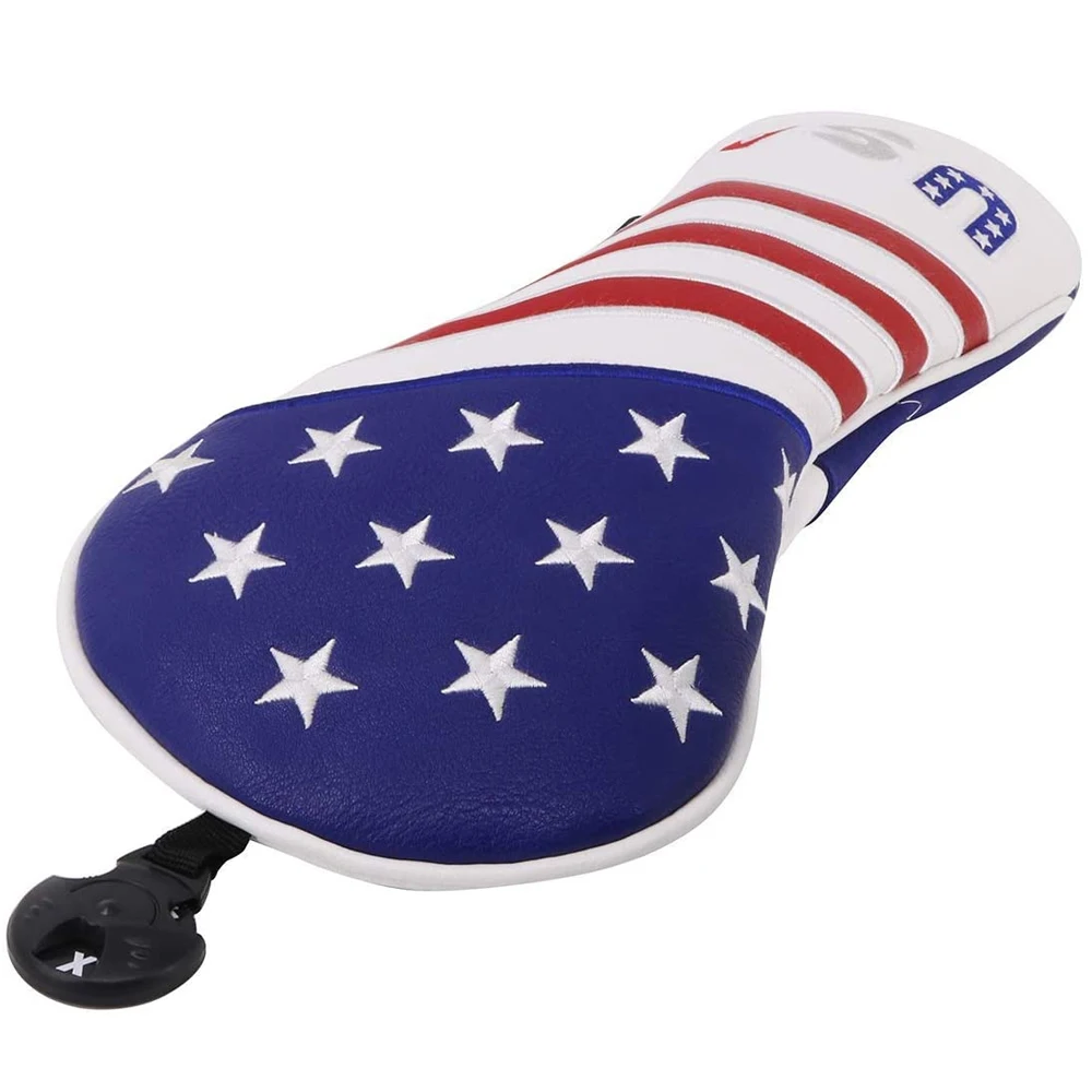 4 Stks/set Golf Rood/Wit/Blauw Usa Vlag 1 3 5 Ut Golf Club Driver Fairway Wood Hybrid cover Headcover Blade Mallet Putter Cover