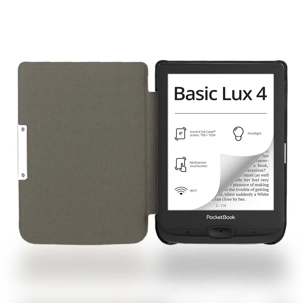 Slim Case for PocketBook Basic Lux 4 (2023 Released - Model PB618) - Lightweight PU Leather Folio Cover