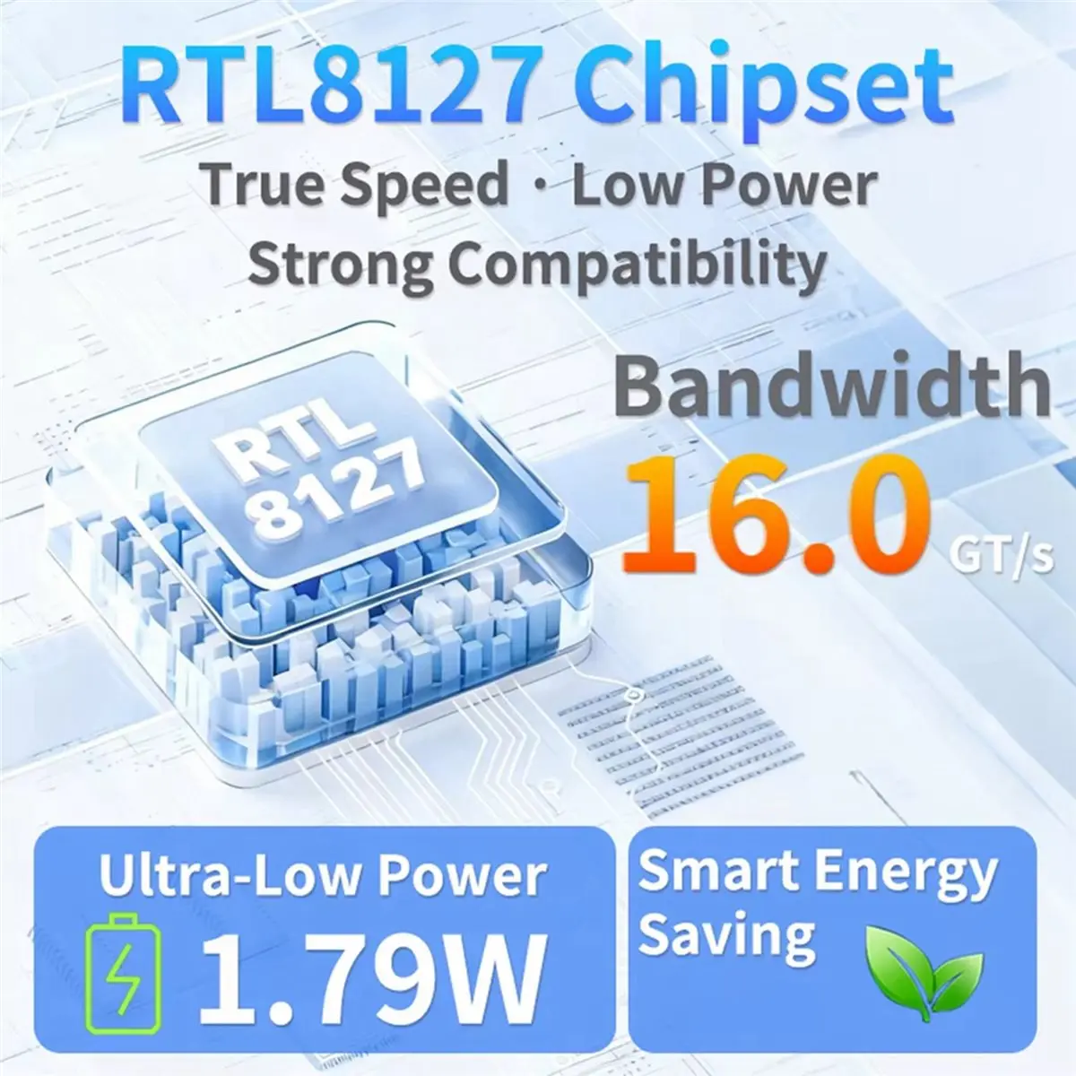Y69A 2X New 10G Ethernet Network Card 1 Port PCIe 4.0 X1 10G RJ45 Lan Card for Realtek8127(PXE) Multi-Gigabit Network Speeds