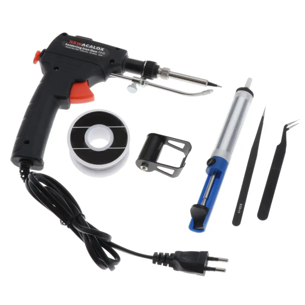 60W Manual Soldering Handheld Solder Iron Kit Welding Tool EU Plug Black