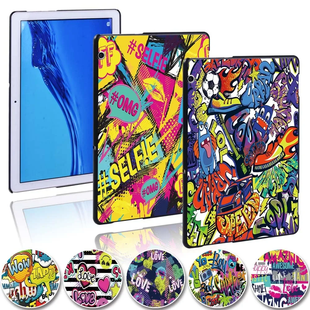 

Case For Huawei MediaPad T5 10 10.1 Inch/T3 8.0/T3 10 9.6 Graffiti Art Slim Tablet Hard Protective Shell Cover + Free Stylus