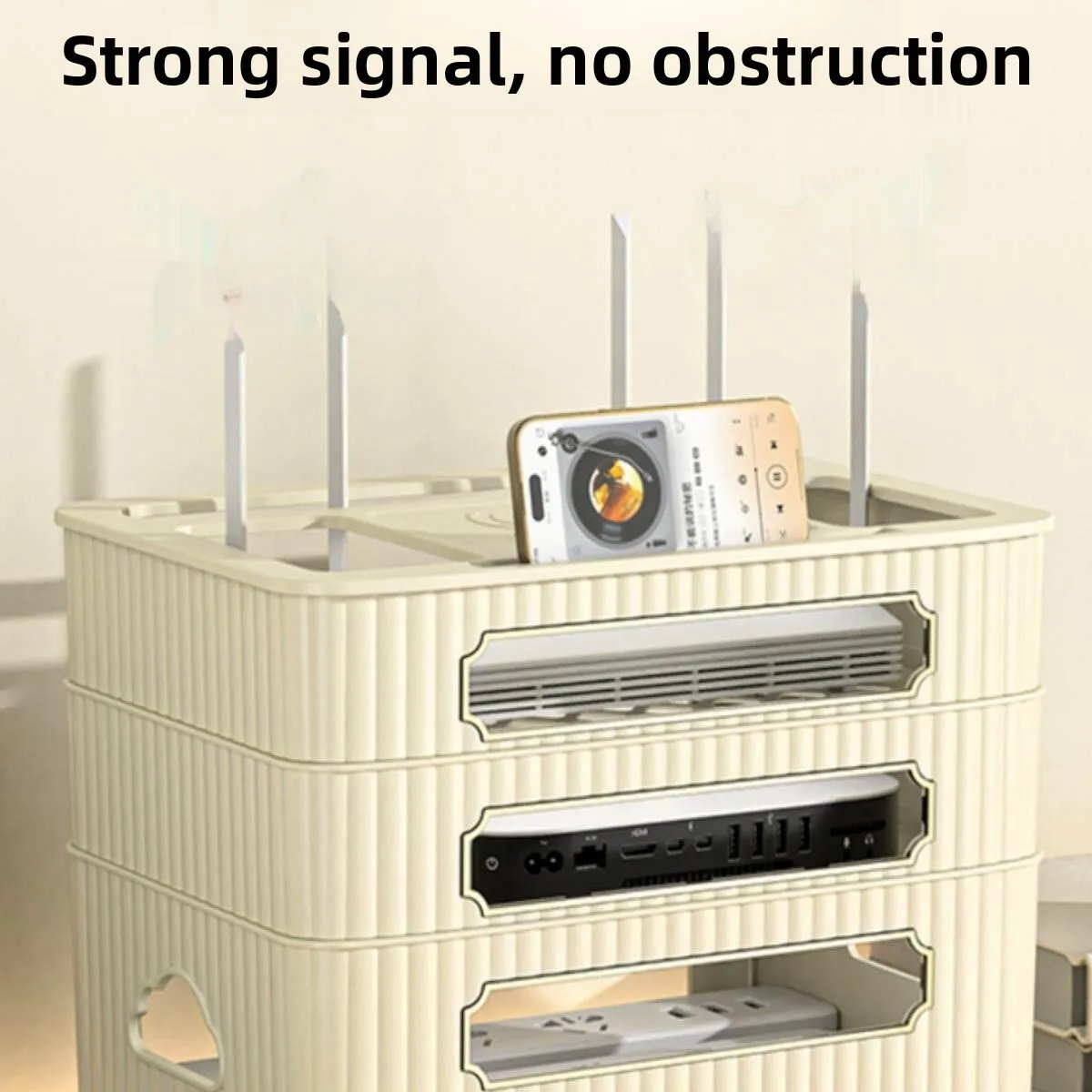 Wireless Router Storage Box Home Decorative Cover Cat6 Modem Organizer Dual Layer TV Stand TV Box Concealer Household