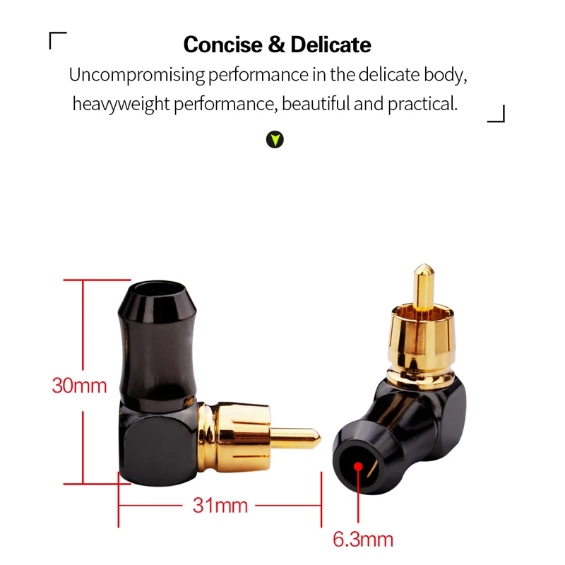 Audio Connector RCA Gold Plug Male 90 Degree Adaptor Audio Video Speaker Connector Soldering Adapter RCA Elbow Hifi Mini Jack