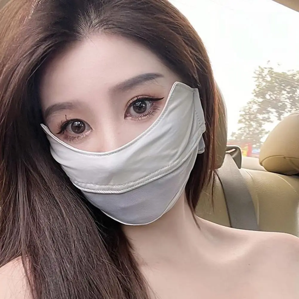 

Летняя маска для лица из ледяного шелка для женщин: охлаждающая, дышащая, сетчатая, солнцезащитная, УФ-защита для активного отдыха, езды на велосипеде, вождения, рыбалки, спорта