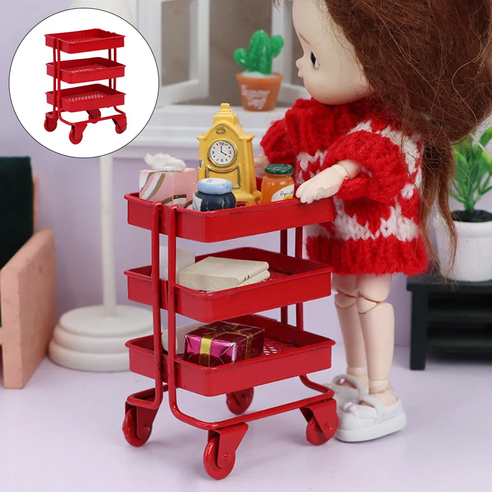

Миниатюрная декоративная тележка для хранения, имитация тележки для дома, маленькая железная тележка, декоративный реквизит для миниатюрных сцен, украшение для мини-дома