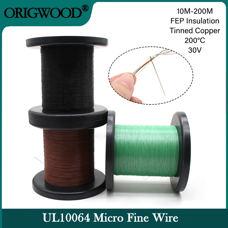 10/20/50/100M UL10064 PTFE Wire 40/36/34/32/30/28/26AWG PEP Plastic Solder High Conductivity Copper Cable Fine Micro Litz Wires