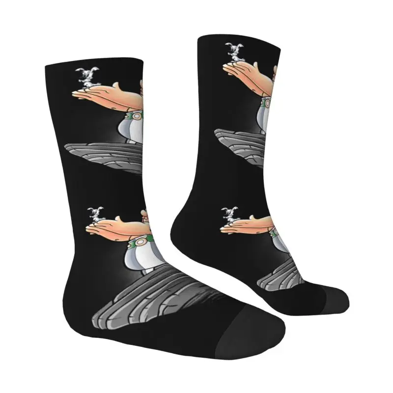 Dogmatix Asterix And Obelix Men's Crew Socks Unisex Funny 3D Printing Funny Anime Dress Socks